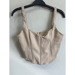 Gilly Hicks soft knit corset top womens size L beige coquette